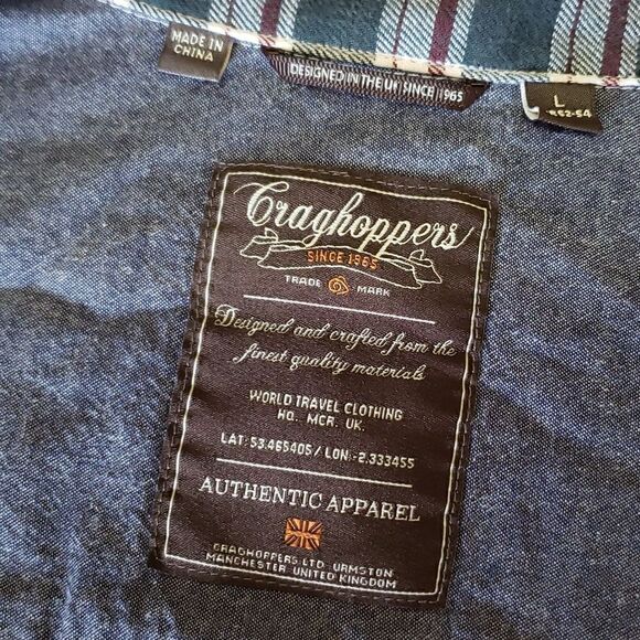 CRAGHOPPERS Large Green & Red Button Down Long Sleeve Flannel - Picture 5 of 8